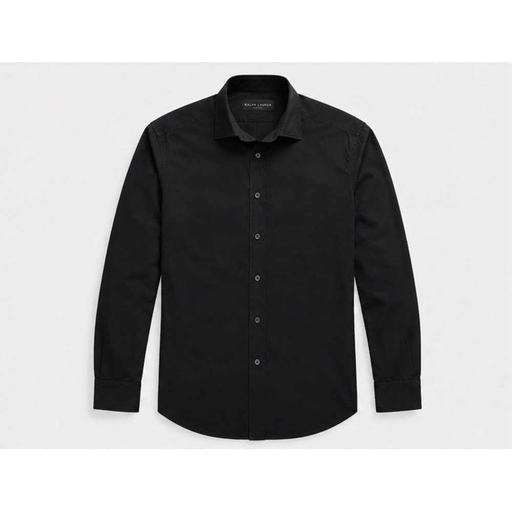 Ralph Lauren Black Label Mens Medium Black Designer Barrel Cuff Dress Shirt